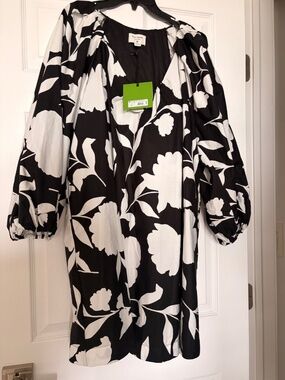 Kate Spade Rose Poplin Long Puff Sleeve Dress Party Sz L #206513373247